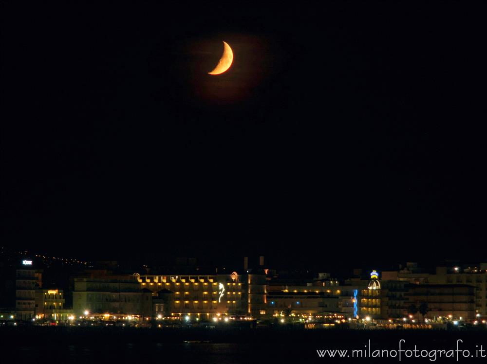 Cattolica (Rimini, Italy) - The moon above the hotels of Cattolica
